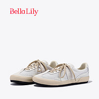 Bella Lily2024春季粉色网面德训鞋女轻便显瘦板鞋舒适休闲鞋 米白 39