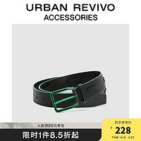 URBAN REVIVO 2024春季男士潮酷撞色金属方扣皮带UAMA40043 黑色 110cm