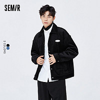 Semir 森马 外套男冬季夹克宽松加绒港风灯芯绒质感工装原创上衣