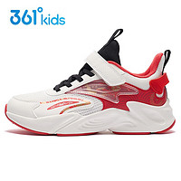 361° 童鞋运动透气防滑女童休闲鞋 羽毛白/能量红色