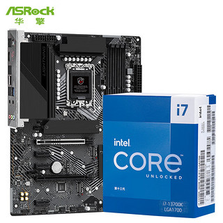 ASRock 华擎 Z790 PG Lightning/D4 主板+Intel 13代  i7-13700K 处理器 台式机 CPU 主板CPU套装