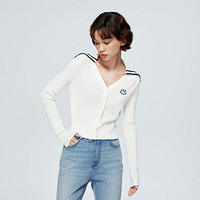 Gap 盖璞 女装2024春季新款刺绣logo海军领撞色针织开衫修身上衣890003