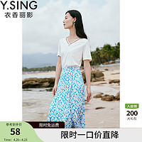 Y.SING 衣香丽影 韩版时尚设计感T恤女 奶油白 S
