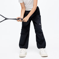 little MO&Co.亲子装 little moco童装24夏装男女童工装长裤降落伞兵裤 黑色 110/53