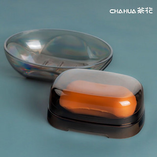 CHAHUA 茶花 香皂盒欧式高档沥水香罩盒卫生间创意北欧ins家用肥皂盒 茜拉普 有盖皂盒