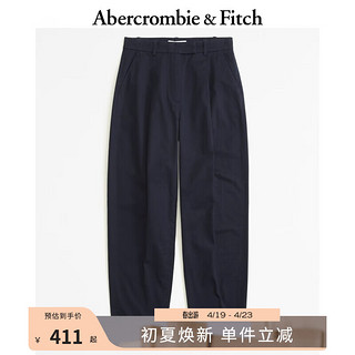 ABERCROMBIE & FITCH女装 24春夏简约时尚通勤挺括棉质锥形九分裤 357495-1 海军蓝 26R