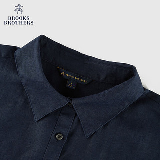 布克兄弟（BrooksBrothers）女士24春夏亚麻简约纯色短袖休闲衬衫 4004-藏青色 XS