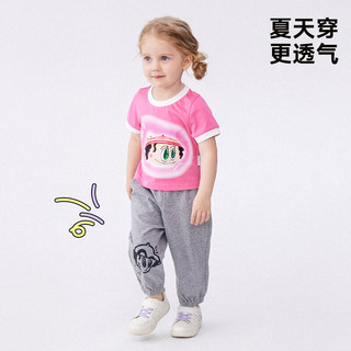 M.Latin/马拉丁童装儿童裤子24夏装男女童大小童印花针织长裤 浅杂灰 110cm
