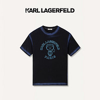 Karl Lagerfeld卡尔拉格斐轻奢老佛爷男装 2024夏款logo印花短袖T恤 黑色 52