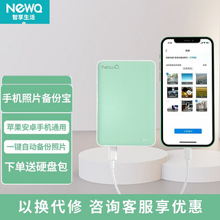 NEWQ NewQ H3移动硬盘iPhone手机备份硬盘 USB3.0接口安卓手机存储备咖平板电脑通用 H3荷叶绿500G固态硬盘