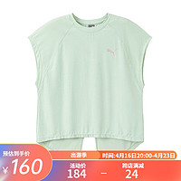 彪马(PUMA)儿童短袖T恤女童夏季圆领短袖T恤宽松休闲中大童 豆沙绿40001 110cm
