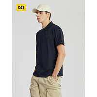 CAT卡特24夏男户外COOLMAX凉感UPF40+短袖T恤翻领POLO 深蓝色 L