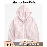 ABERCROMBIE & FITCH女装 24春小麋鹿休闲拉链外套毛圈布连帽卫衣 358698-1 浅粉色 XXS (160/80A)