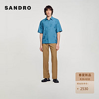 SANDRO2024春夏男装花卉刺绣装饰蓝色棉质衬衫上衣SHPCM01026 47/蓝色 XS