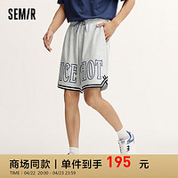 森马（Semir）休闲短裤男2024夏季抽绳运动风针织裤oversize 浅花灰00211 175/80A/L