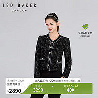 Ted Baker2024春夏女士V领双口袋小香风短外套C41040 黑色 0