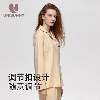 unisunny月子服夏季薄款产后哺乳上衣睡衣纯棉开衫5月6月家居服100%棉 黄色 M