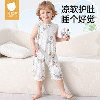 贝肽斯睡衣儿童夏季薄款优可丝家居服连体衣宝宝儿童背心睡衣 匆匆密林【软凉护肚 无骨顺滑】 90cm