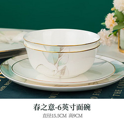 尚行知是 家用碗套装中式陶瓷餐具盘子陶瓷碗米饭碗面碗组合轻奢餐具 6英寸面碗1个