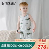 Milkbarn2024儿童短袖套装宝宝T恤短裤两件套男女童夏季童装 浅滩蟹蟹 110cm