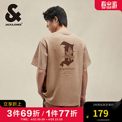 JACK&JONES 杰克琼斯 杰克·琼斯哥特字母飞鸟宽松圆领短袖T恤C13牛津沙175/96A(M)