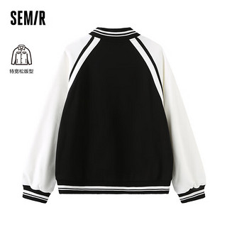 森马（Semir）外套女插肩袖拼色棒球服春季字母刺绣oversize夹克101123108028 黑色90001 M