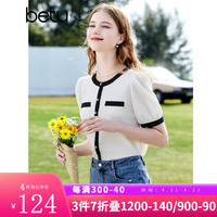 百图betu女装夏季衬衫法式小香风圆领优雅通勤衬衫女2303T54 米白 S(米白04/30)