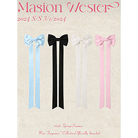 MASION WESTER MasionWester2024春夏新款女装发饰甜美少女长飘带缎面蝴蝶结发夹