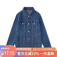 Kappa Kids卡帕春装牛仔外套男女童学院风中大童舒适2024春季 蓝色 170