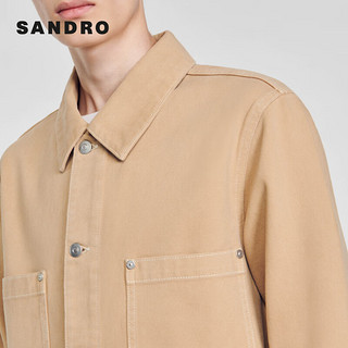SANDRO2024春夏男装法式休闲合体牛仔夹克外套上衣SHPBL00756 米黄色 M