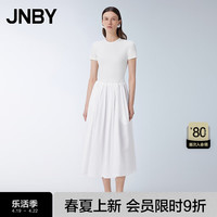 JNBY江南布衣24夏连衣裙气质赫本风X型修身拼接短袖5O4G14470 100/本白 L