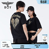 BOY LONDON24春夏男女同款短袖爱心翅膀印花时尚潮牌T恤N01807 黑色 M