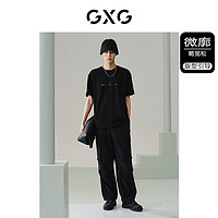 GXG男装 多色字母图案短袖T恤 24年夏季G24X442027 黑色 165/S