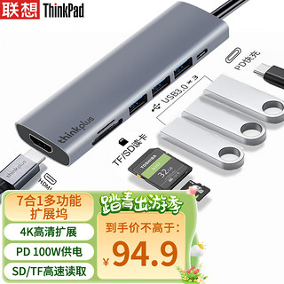 ThinkPad 思考本 联想Thinkpad Type-C扩展坞 USB-C转HDMI转接头 RJ45千兆网口 PD快充 SD/TF卡 苹果华为笔记本拓展坞LC07-H