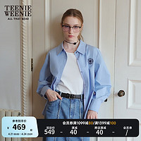 Teenie Weenie小熊2024春装设计感简约条纹长袖衬衫学院风女装 蓝色 170/L