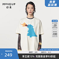 幻走（MOVEUP）2024春季.FUN系列圆领章仔设计师纯棉短款T恤女 米白 L