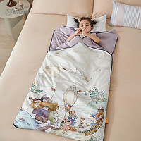 佰丝俐 蚕丝儿童睡袋秋冬款中大童防踢被加厚婴儿蚕丝宝宝四季通用 星际搬家 小75~130高/1薄+1厚内胆15~22℃