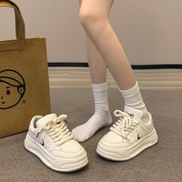 QAAWJIIS 小白鞋女春秋2024韩版厚底增高板鞋女休闲运动老爹鞋子女 白色 37