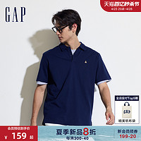 Gap 盖璞 男装2024夏季新款纯棉小熊刺绣polo衫简约纯色短袖上衣466791