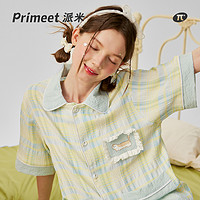 PRIMEET/派米 睡衣女夏季薄款2024新款条纹短袖外穿家居服长袖套装