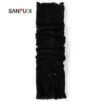 SANFU 三福 女袜套单双装 甜美日系蕾丝蝴蝶结堆堆腿套袜子826814 黑色 均码