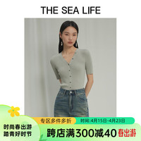 THE SEA LIFE欧海一生 针织衫24春夏修身短袖舒凉气质针织衫X15868 微光绿 S