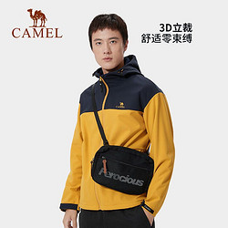 CAMEL 駱駝 戶外軟殼沖鋒衣男裝秋冬季運動防水夾克加絨保暖外套男