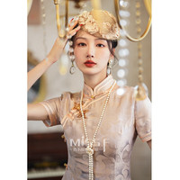 四小姐2024年真丝旗袍桑蚕丝高端新中式复古民国风女装日常穿 杏花语 XL