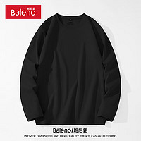 Baleno 班尼路 长袖T恤男秋季日系休闲简约纯棉男士打底衫潮流宽松透气白色男装