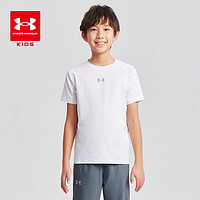 安德玛（Under Armour）童装夏季男大童速干T恤运动透气透气排汗风过即干 白色 130cm