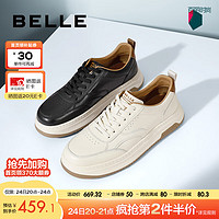 BeLLE 百丽 时尚百搭小白鞋男2024春季新牛皮厚底休闲板鞋A1480AM4 白色 42