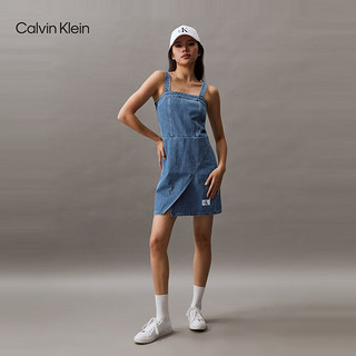 Calvin Klein Jeans24春夏女士经典布标复古纯棉牛仔吊带连衣裙J223477 1A4-牛仔蓝 XS