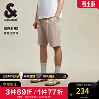 杰克·琼斯（JACK&JONES）夏季裤缝打褶设计金属字母装饰直筒休闲短裤男装224215020 E11柚木棕 180/84A/LR