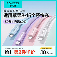 ROMOSS 罗马仕 适用苹果15数据线iPhone14充电线快充13promax手机11充电8plus闪充PD20W充电线iPad平板2米XR